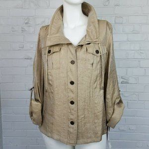 ELEMENTZ Gold Blouse Shimmery/Roll Up Sleeves XL